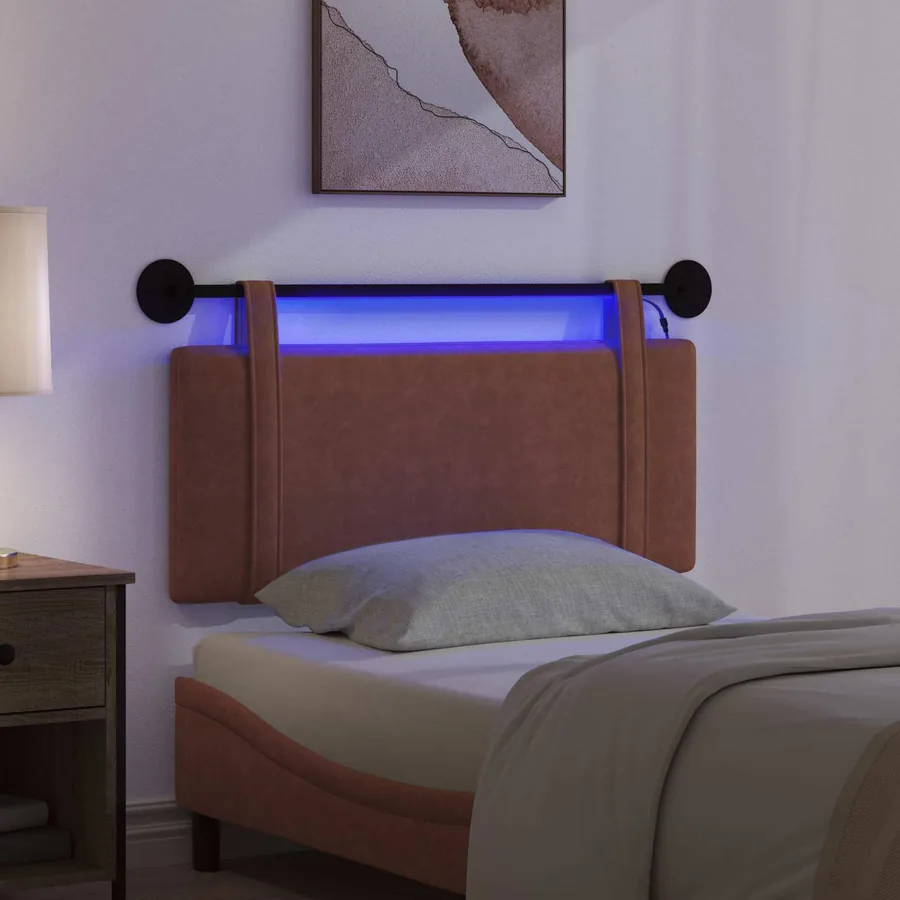 Tête de lit suspendue Avec lumière LED Marron PU antique - 5