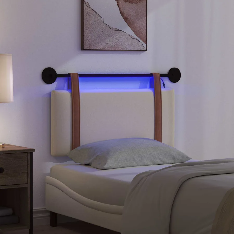 Tête de lit suspendue Avec lumière LED Crème PU antique - 5