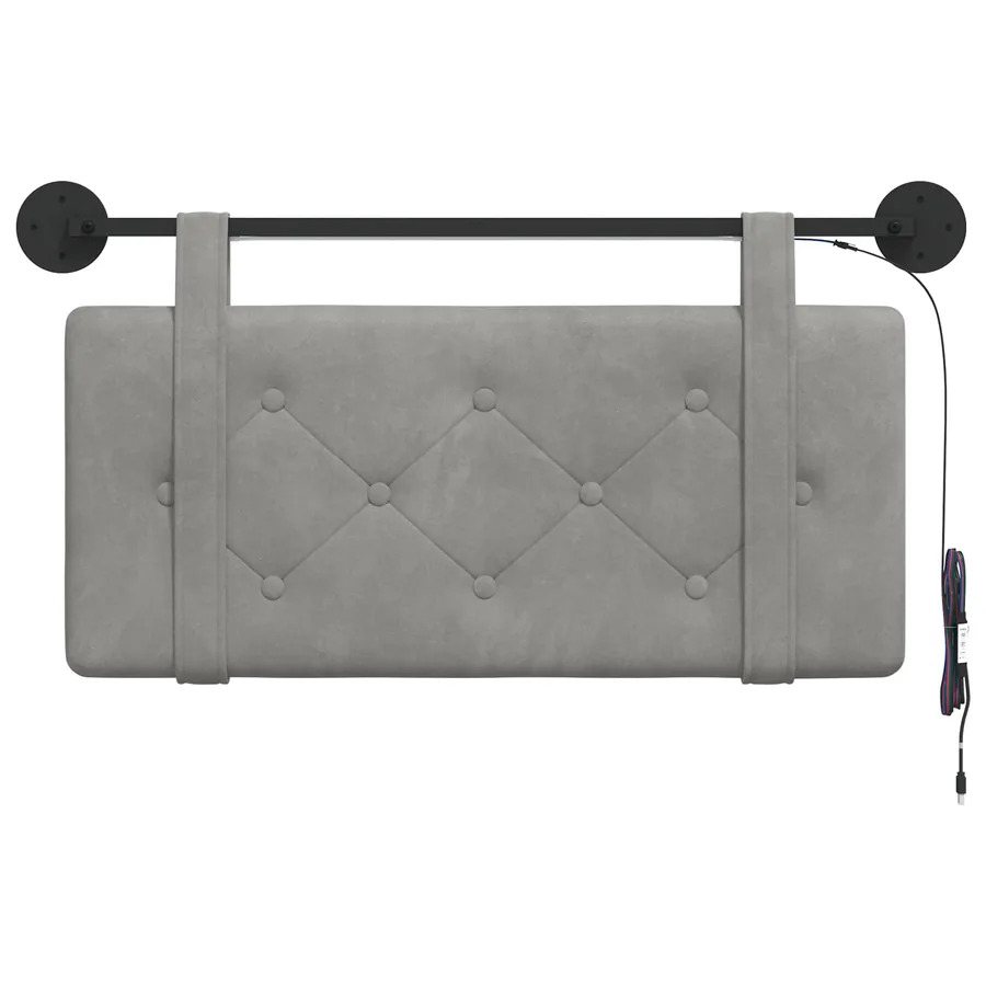 Tête de lit suspendue Avec lumière LED Gris clair Velours - 6