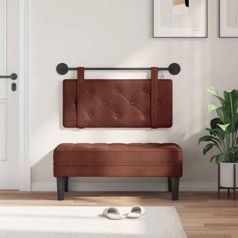 Tête de lit suspendue Avec lumière LED Brun Brillant PU antique - 3