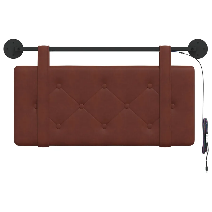 Tête de lit suspendue Avec lumière LED Brun Brillant PU antique - 6