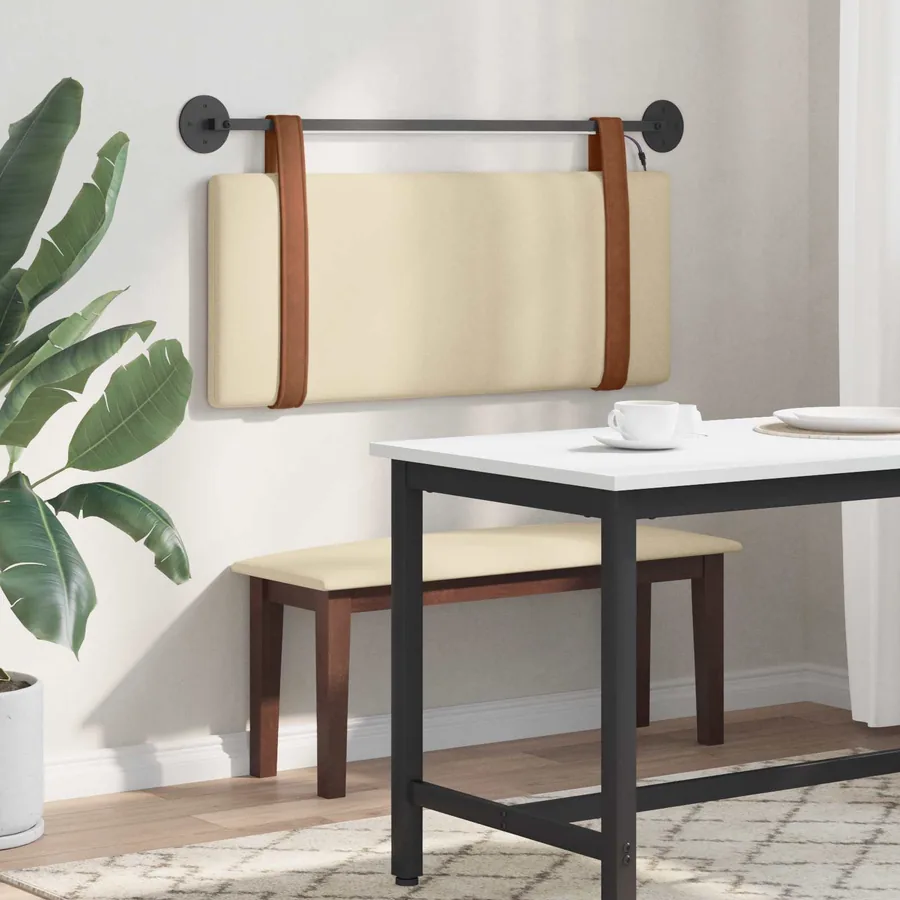 Tête de lit suspendue Avec lumière LED Crème PU antique - 4