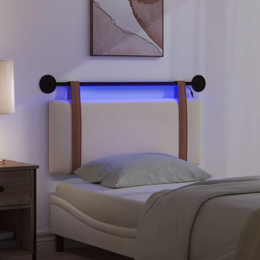 Tête de lit suspendue Avec lumière LED Crème PU antique - 5