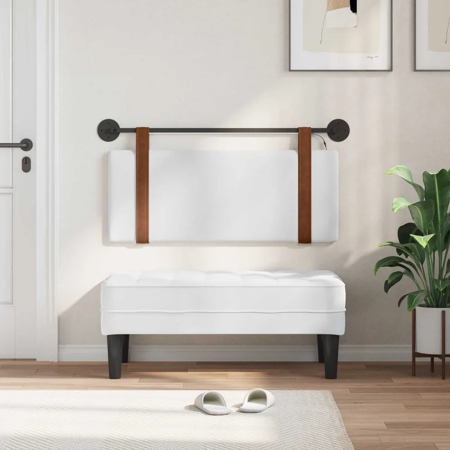 Tête de lit suspendue Avec lumière LED Blanc PU antique - 3
