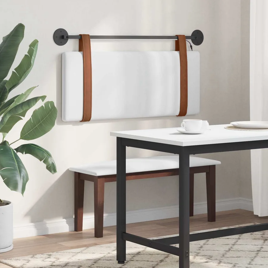 Tête de lit suspendue Avec lumière LED Blanc PU antique - 4
