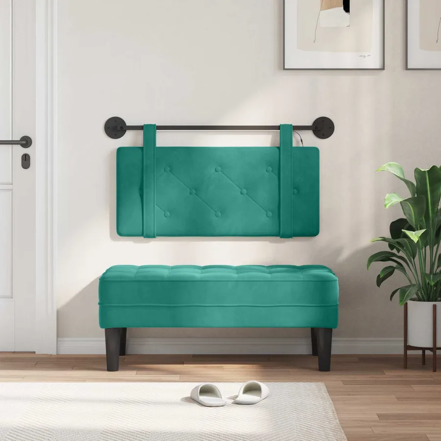 Tête de lit suspendue Avec lumière LED Turquoise Velours - 3