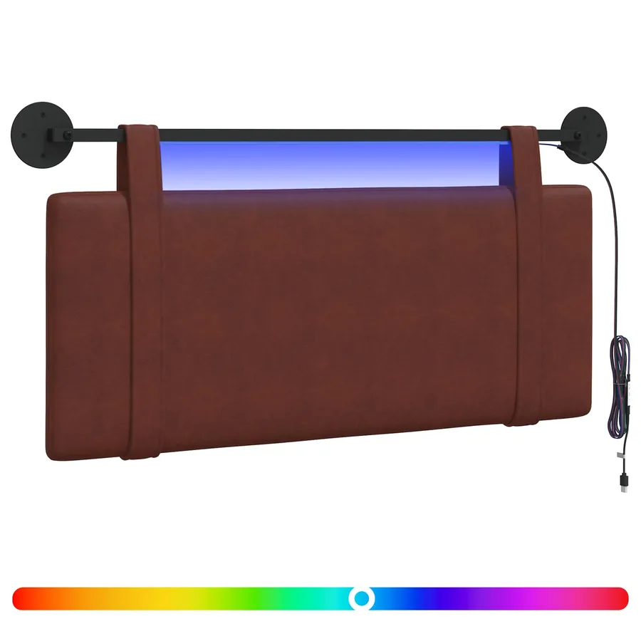 Tête de lit suspendue Avec lumière LED Brun Brillant PU antique - 2