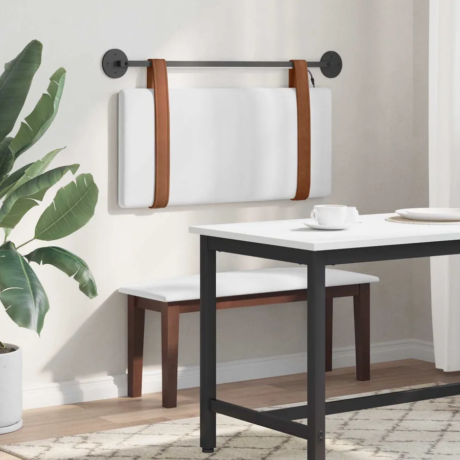 Tête de lit suspendue Avec lumière LED Blanc PU antique - 4