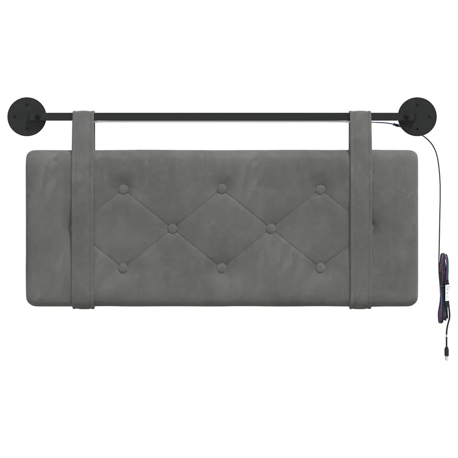 Tête de lit suspendue Avec lumière LED Gris foncé Velours - 6