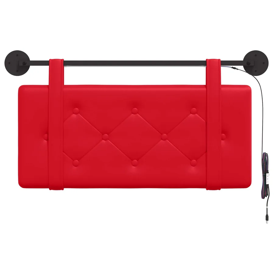 Tête de lit suspendue Avec lumière LED Rouge Simili cuir - 6