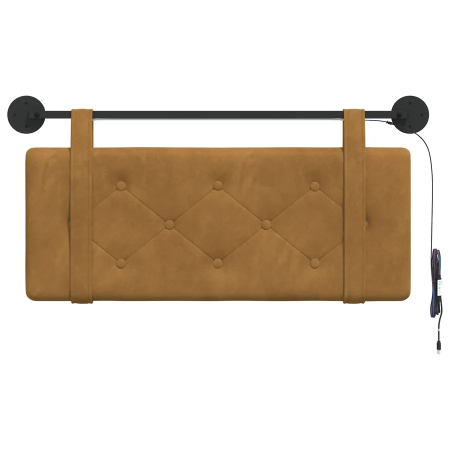 Tête de lit suspendue Avec lumière LED Marron Velours - 6