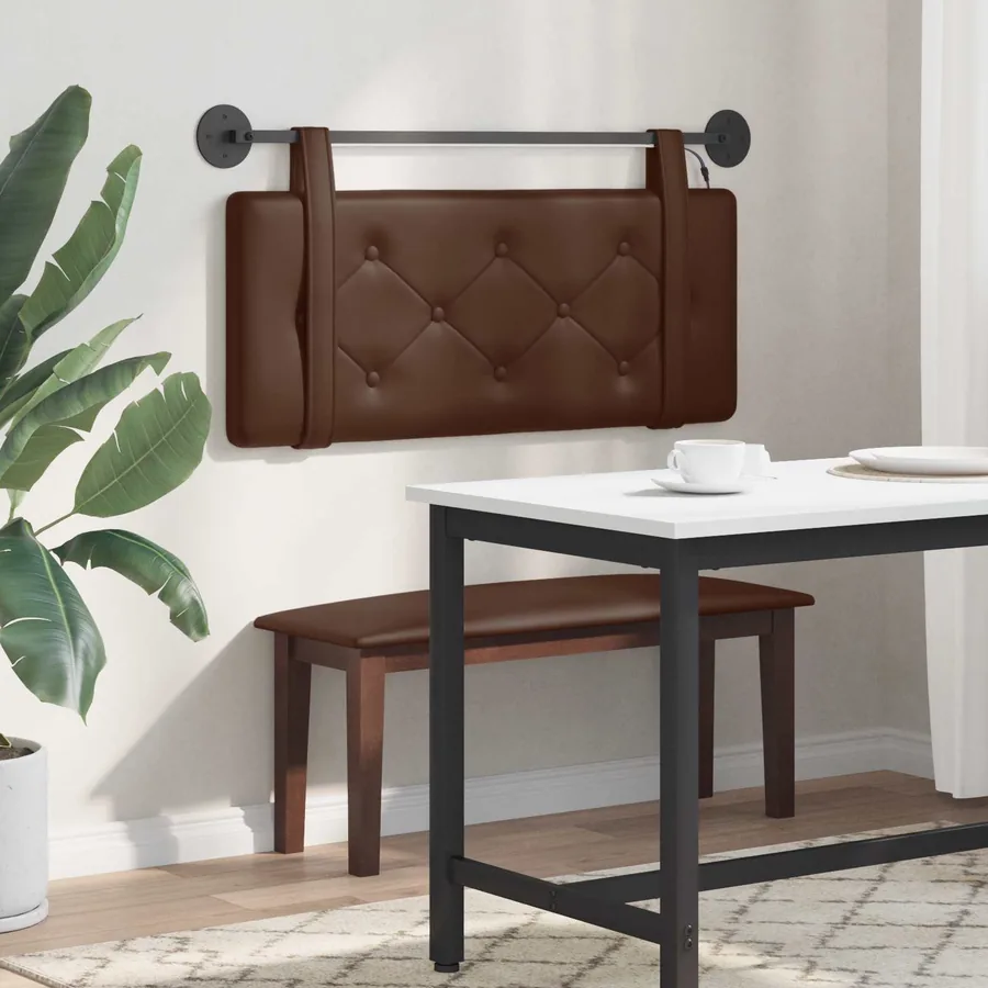 Tête de lit suspendue Avec lumière LED Marron Simili cuir - 4