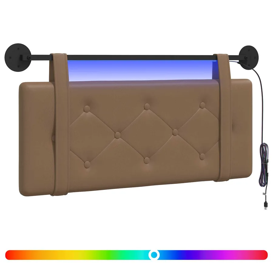 Tête de lit suspendue Avec lumière LED Cappuccino Simili cuir - 2