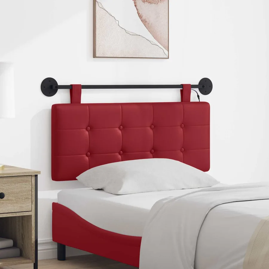 Tête de lit suspendue Avec lumière LED Bordeaux Simili cuir