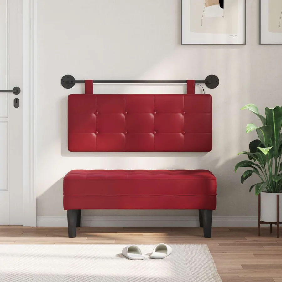Tête de lit suspendue Avec lumière LED Bordeaux Simili cuir - 3
