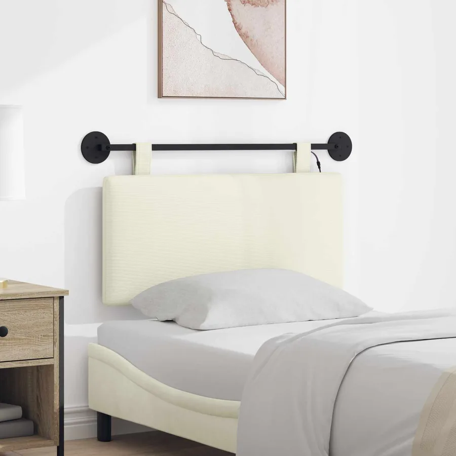 Tête de lit suspendue Crème Tissu en velours côtelé