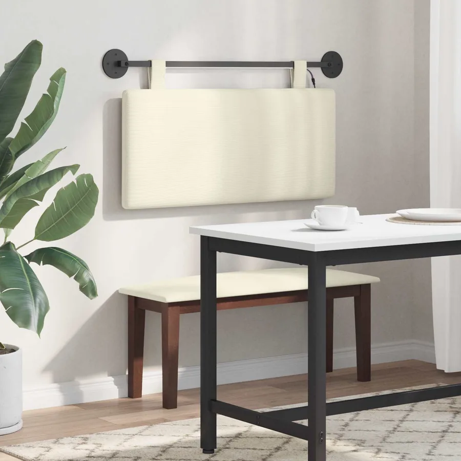 Tête de lit suspendue Crème Tissu en velours côtelé - 4