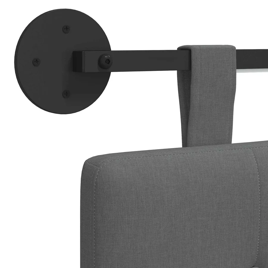 Tête de lit suspendue Avec lumière LED Gris foncé Tissu - 10