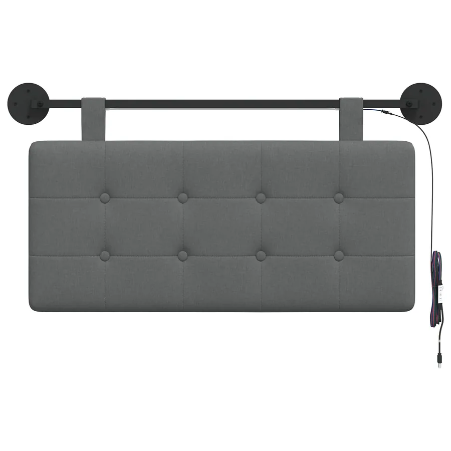 Tête de lit suspendue Avec lumière LED Gris foncé Tissu - 6