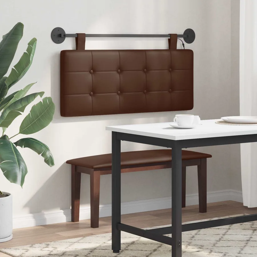 Tête de lit suspendue Avec lumière LED Marron Simili cuir - 4