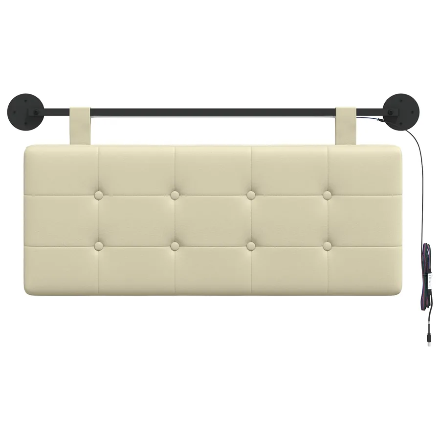 Tête de lit suspendue Avec lumière LED Crème Simili cuir - 6