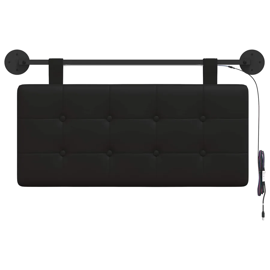 Tête de lit suspendue Avec lumière LED Noir Simili cuir - 6