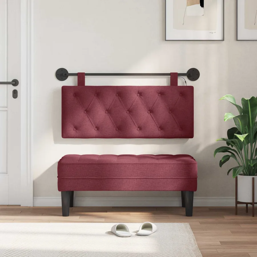 Tête de lit suspendue Avec lumière LED Bordeaux Tissu - 3