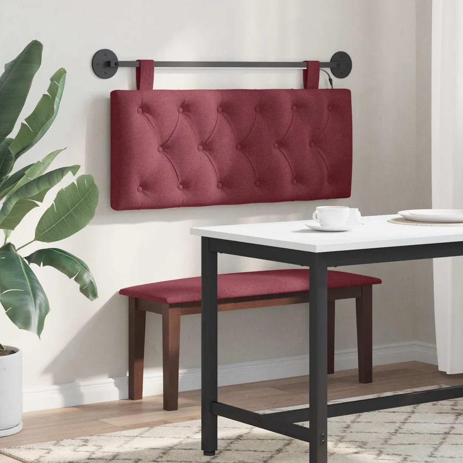 Tête de lit suspendue Avec lumière LED Bordeaux Tissu - 4