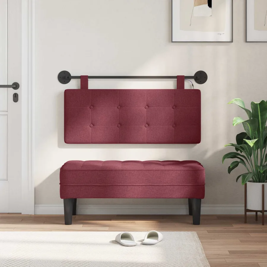 Tête de lit suspendue Avec lumière LED Bordeaux Tissu - 3