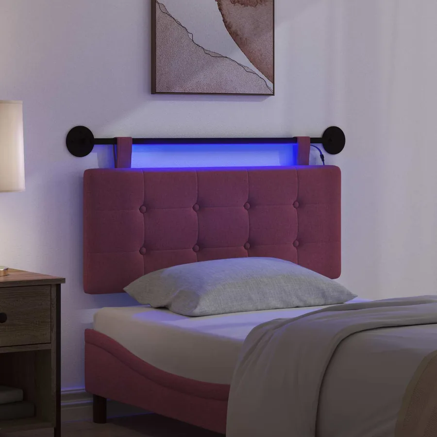 Tête de lit suspendue Avec lumière LED Bordeaux Tissu - 5