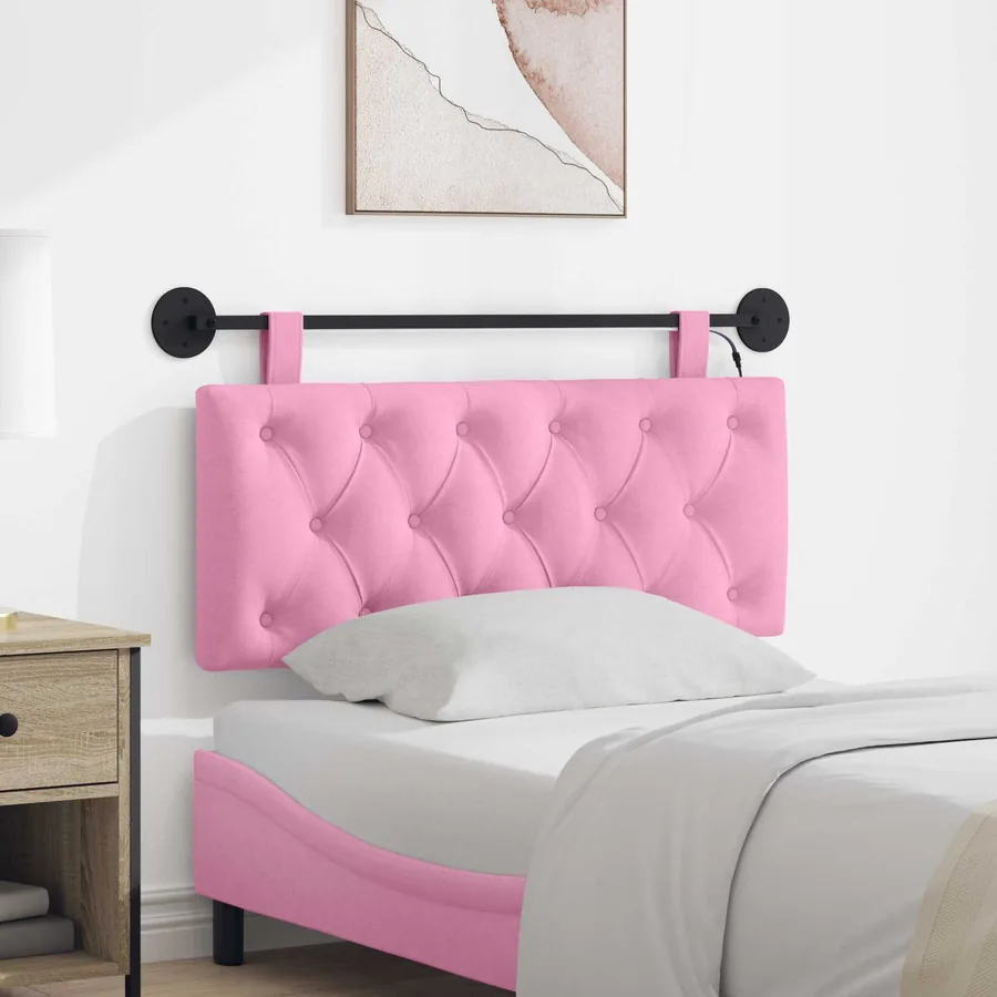 Tête de lit suspendue Avec lumière LED Rose Tissu