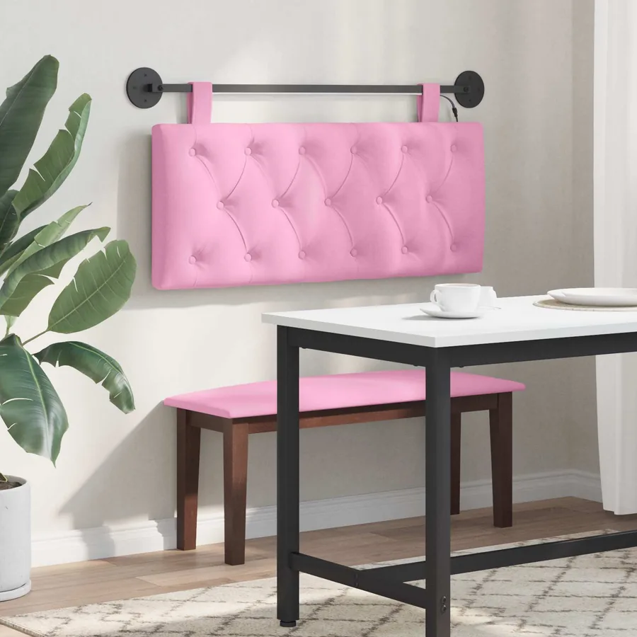 Tête de lit suspendue Avec lumière LED Rose Tissu - 4
