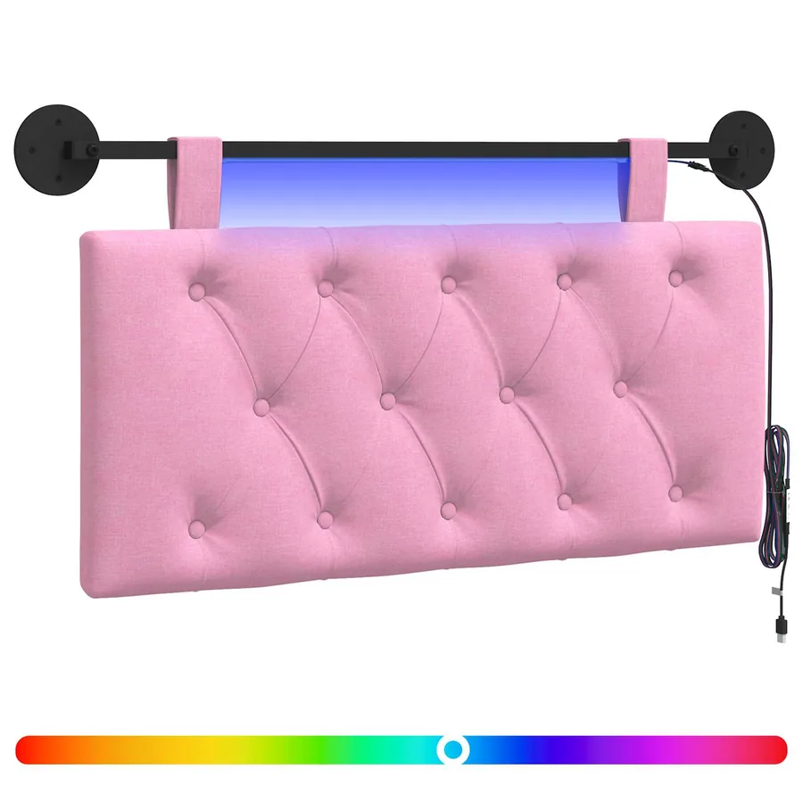 Tête de lit suspendue Avec lumière LED Rose Tissu - 2