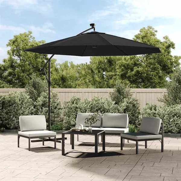Tissu de remplacement pour parasol déporté Noir 350 cm