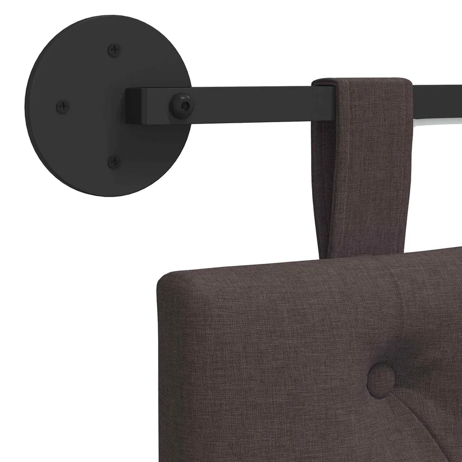 Tête de lit suspendue Avec lumière LED Marron foncé Tissu - 10