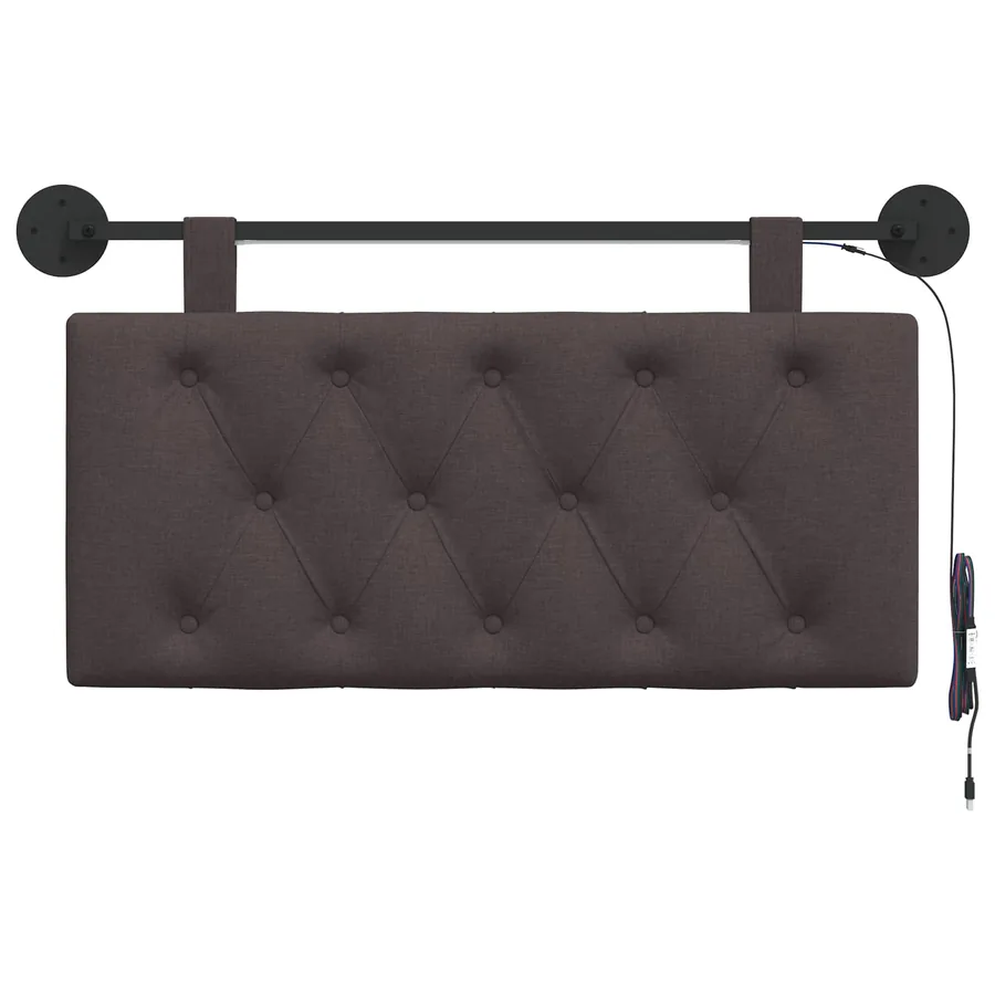 Tête de lit suspendue Avec lumière LED Marron foncé Tissu - 6