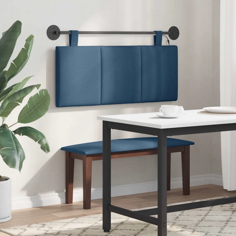 Tête de lit suspendue Avec lumière LED Bleu Tissu - 4