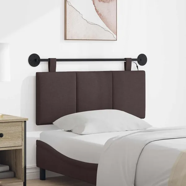 Tête de lit suspendue Avec lumière LED Marron foncé Tissu
