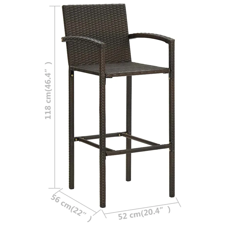 Tabourets de bar lot de 2 marron résine tressée - 8