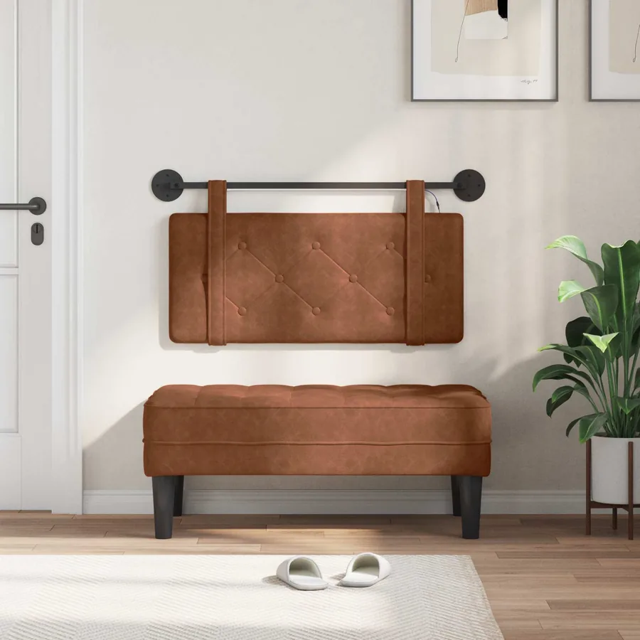 Tête de lit suspendue Avec lumière LED Marron PU antique - 3