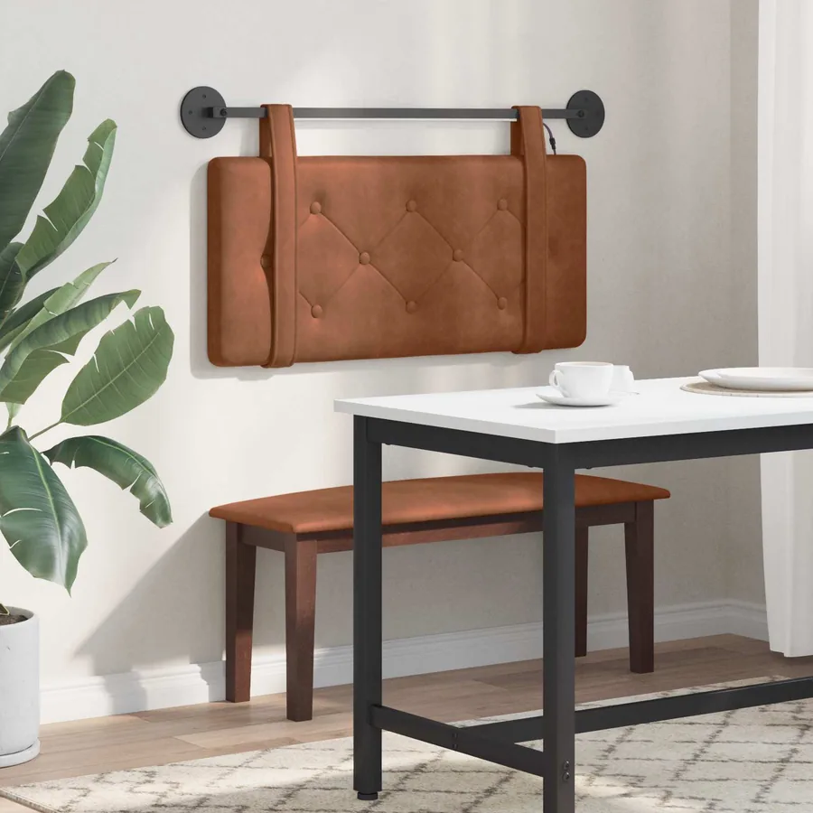 Tête de lit suspendue Avec lumière LED Marron PU antique - 4