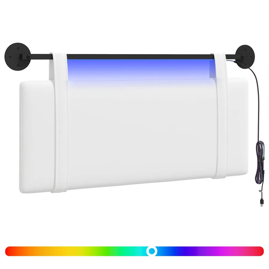 Tête de lit suspendue Avec lumière LED Blanc Tissu - 2