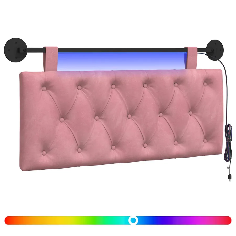 Tête de lit suspendue Avec lumière LED Rose Velours - 2