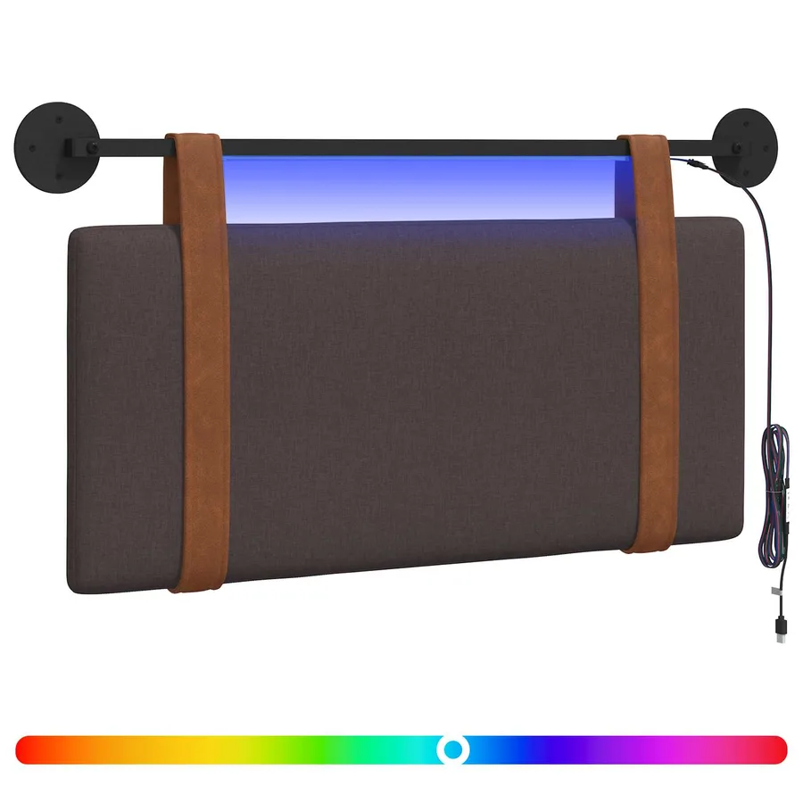 Tête de lit suspendue Avec lumière LED Marron foncé PU antique - 2