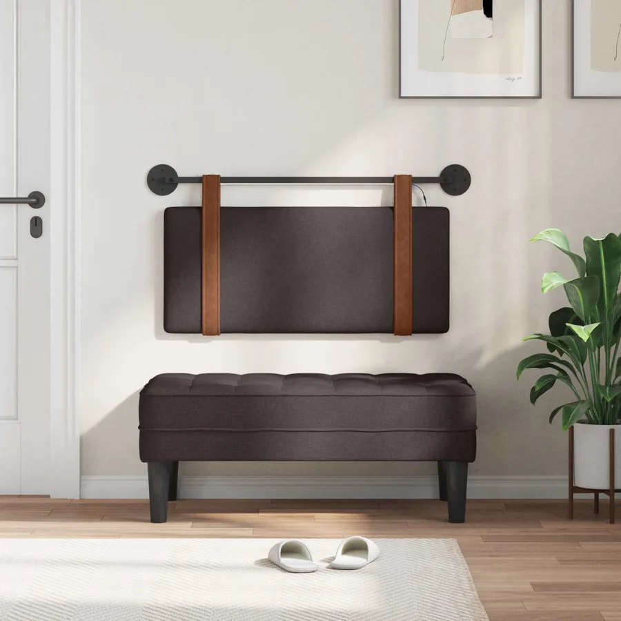 Tête de lit suspendue Avec lumière LED Marron foncé PU antique - 3