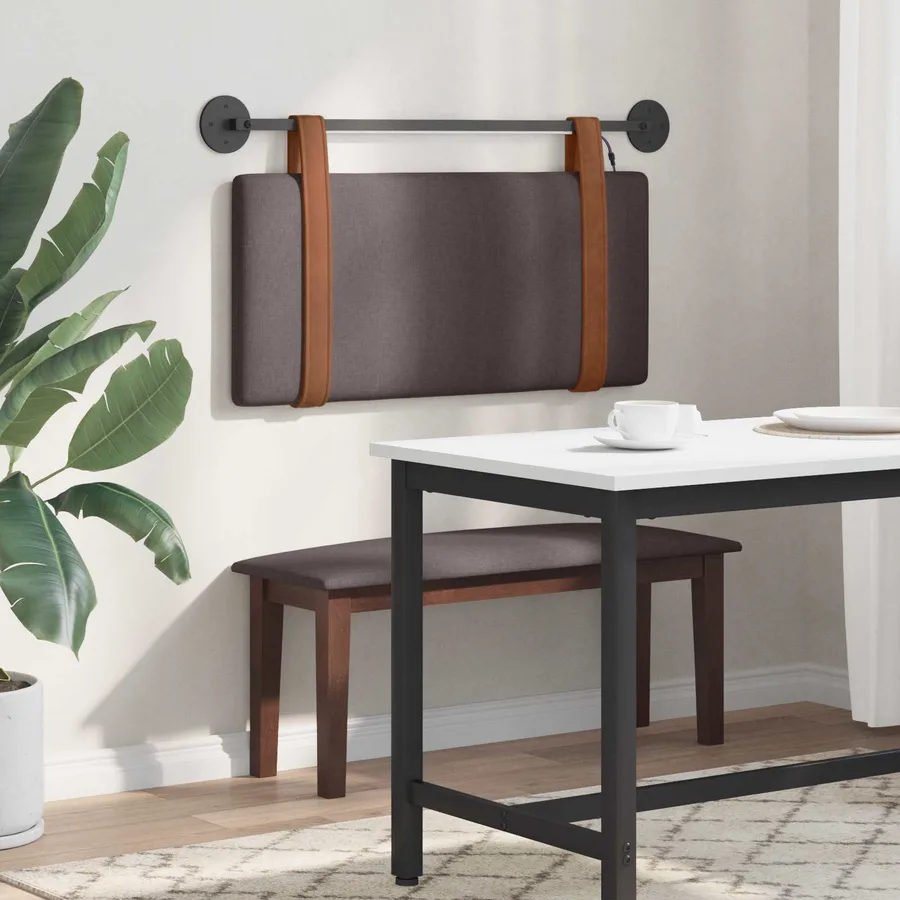 Tête de lit suspendue Avec lumière LED Marron foncé PU antique - 4