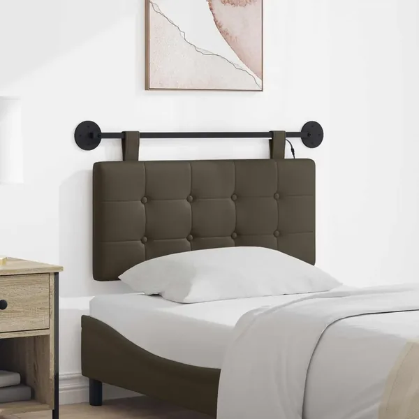Tête de lit suspendue Avec lumière LED Gris Simili cuir