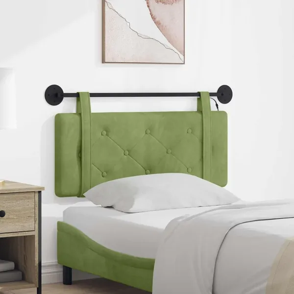 Tête de lit suspendue Avec lumière LED Vert clair Velours