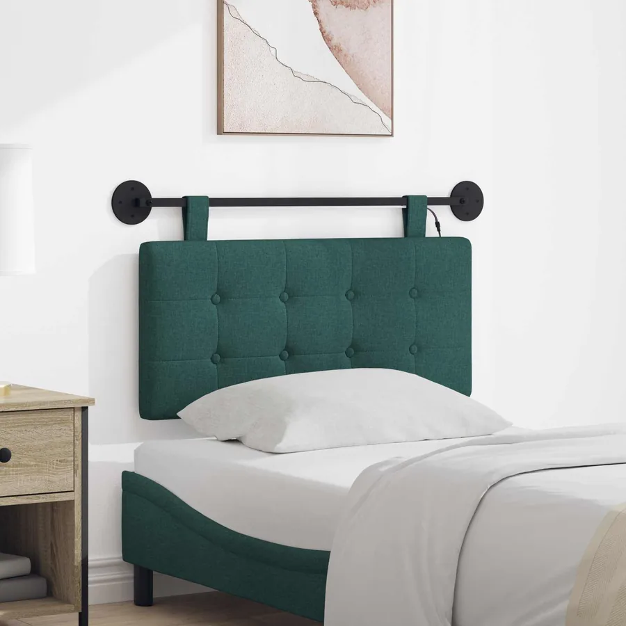 Tête de lit suspendue Avec lumière LED Vert foncé Tissu