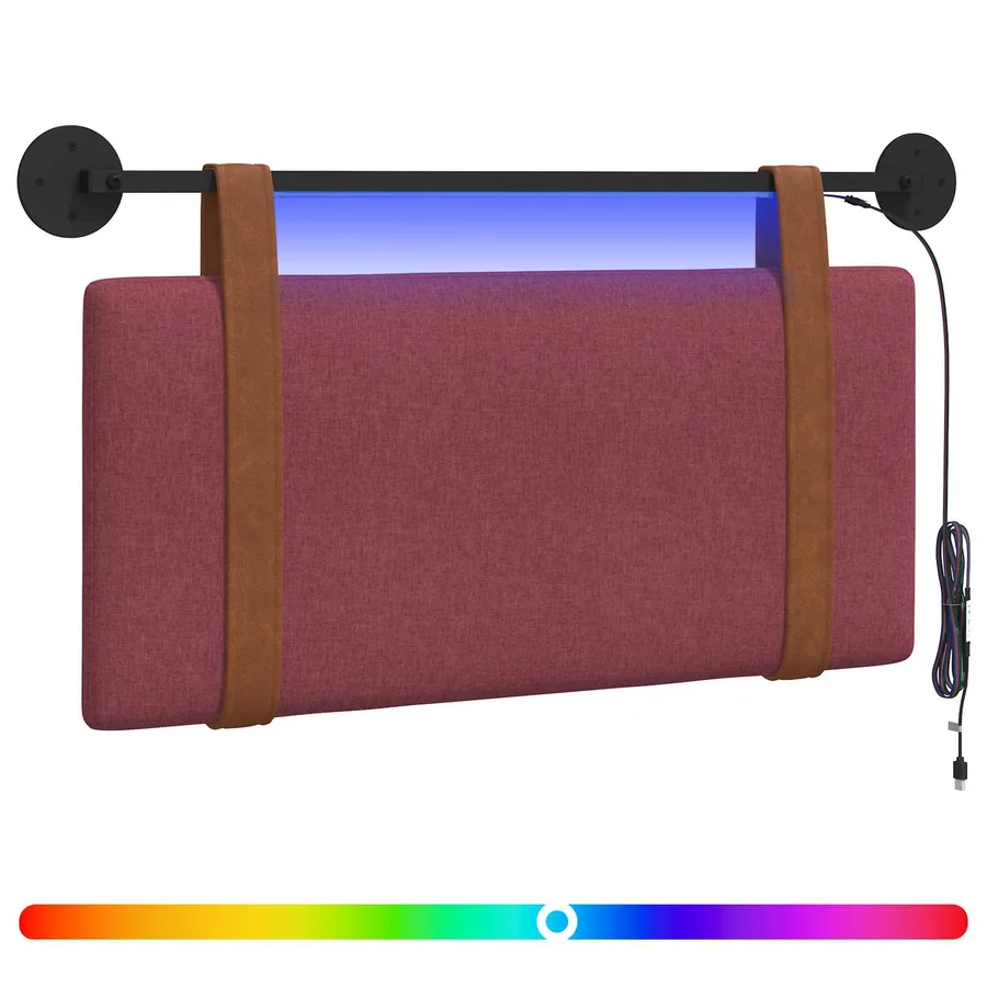 Tête de lit suspendue Avec lumière LED Bordeaux PU antique - 2